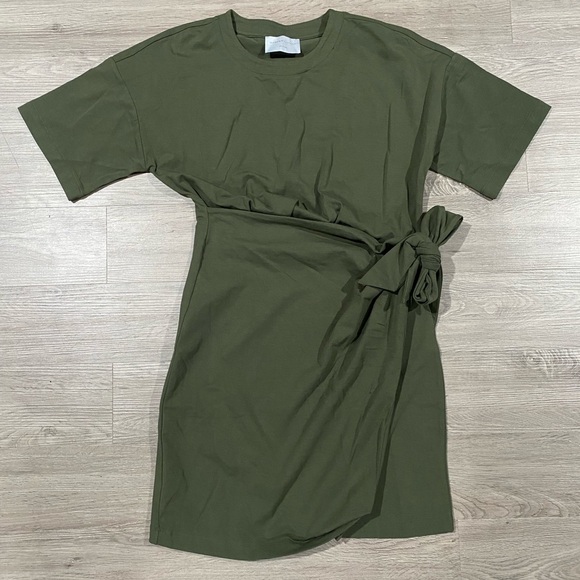 Modern Citizen Olive Green T-Shirt Wrap Skirt Dress Medium - Picture 2 of 6